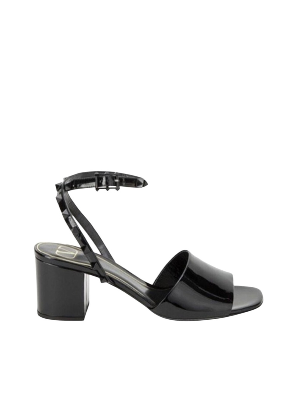 Valentino Garavani Rockstud 60mm Black Block Heel Sandals Women's Size 39